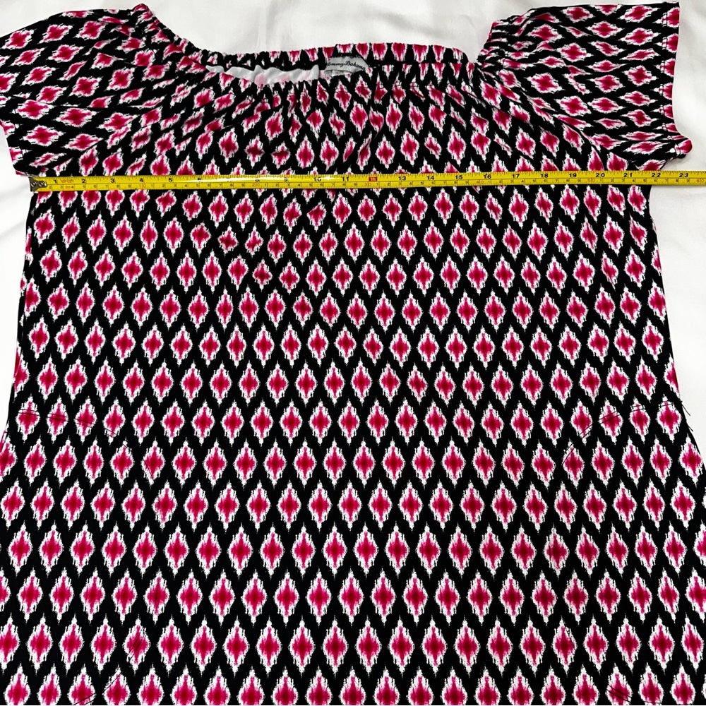 Tommy Bahama off the shoulder‎ dress medium black and hot pink with pockets - Picture 7 of 7